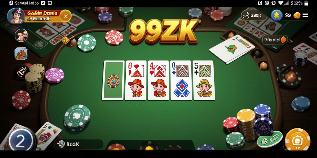 Tampilan gameplay seru dari 99ZK saat bermain Domino.
