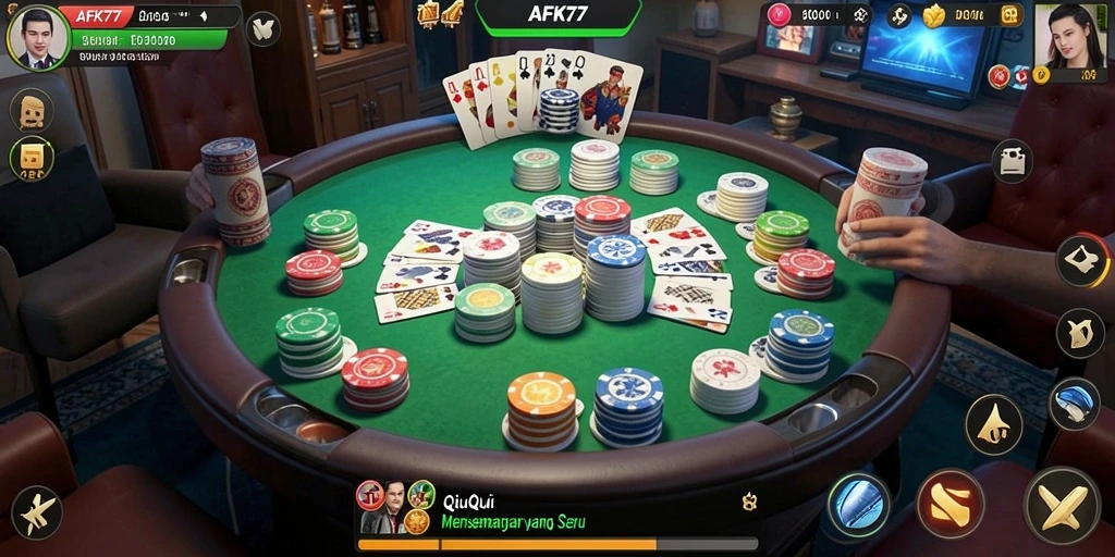 Screenshot yang menunjukkan momen seru dalam permainan QiuQiu AFK77.