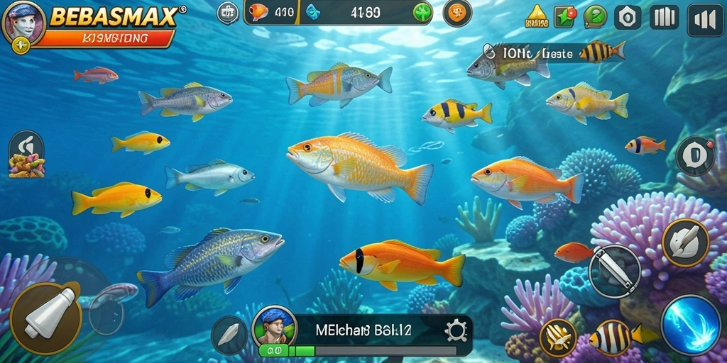 Screenshot gameplay seru dari BEBASMAX saat menangkap ikan.