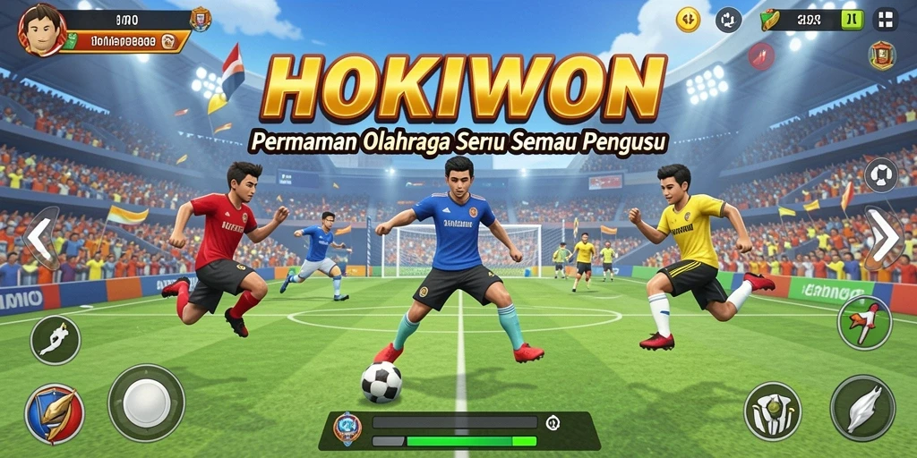 Screenshot HOKIWON menampilkan aksi seru dalam pertandingan olahraga.