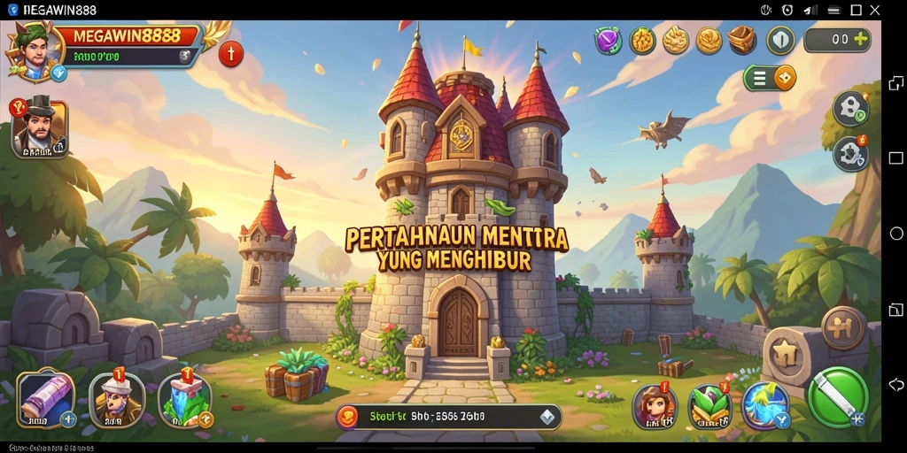 Tampilan gameplay menara pertahanan yang epik di MEGAWIN888.