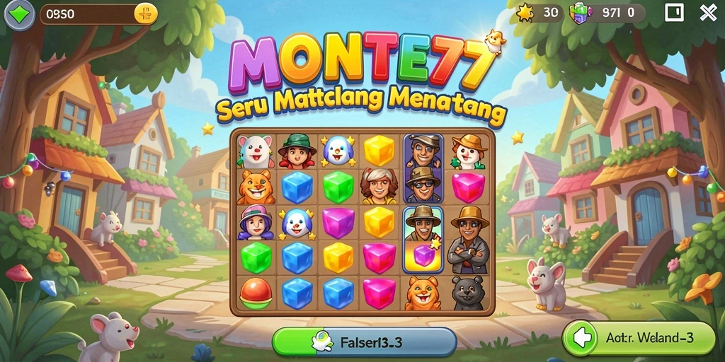 Tampilan gameplay seru dan penuh warna dari MONTE77.