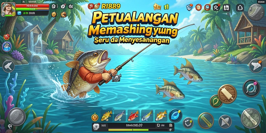 Tampilan gameplay RI889 saat menangkap ikan di lautan.