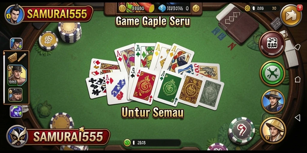 Tampilan gameplay seru dan interaktif SAMURAI555 dalam bermain Gaple.