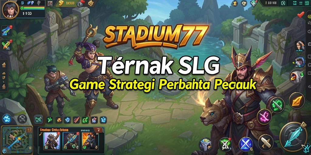 Screenshot gameplay menampilkan pertempuran strategis dalam STADIUM77.